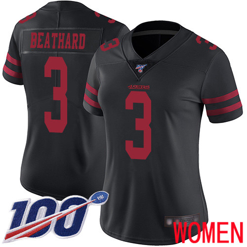 San Francisco 49ers Limited Black Women C. J. Beathard Alternate NFL Jersey #3 100th Season Vapor Untouchable->women nfl jersey->Women Jersey